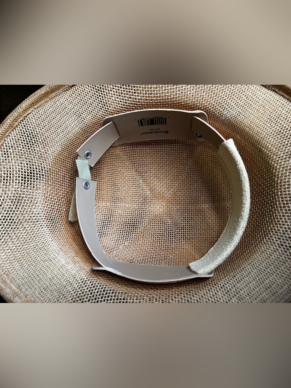 Brookstone Adjustable Safari Hat Pith Helmet Straw Sun Woven Mesh Made in USA - Picture 6 of 11